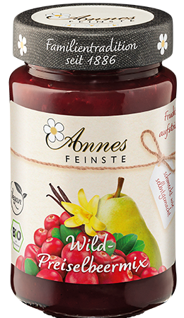 Annes Feinste Organic Wild Lingonberries Fruit Spread with Pear an Vanilla