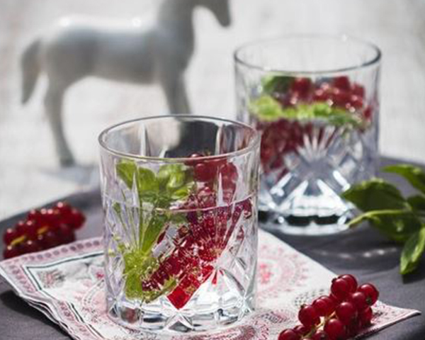 Gin Tonic mit Basilikum und Erdbeer-Johannisbeer-Eiswürfel