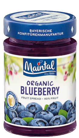 Organic blueberry fruit spread with wheat syrup and apple juice