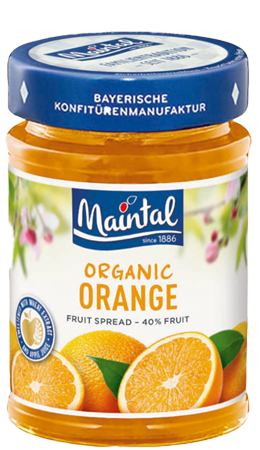 Organic orange fruit spread with wheat syrup and apple juice