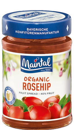 Organic rosehip fruit spread with wheat syrup and apple juice